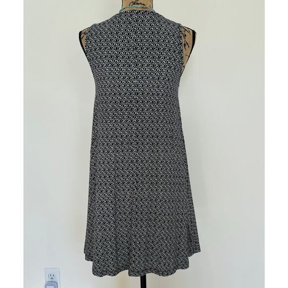 Ann Taylor LOFT Womens Black White Geometric Sleeveless Tank Flowy Dress XS NEW - Picture 3 of 6